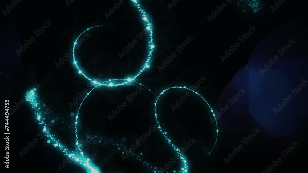 Blue glowing particles irregular lines animation 