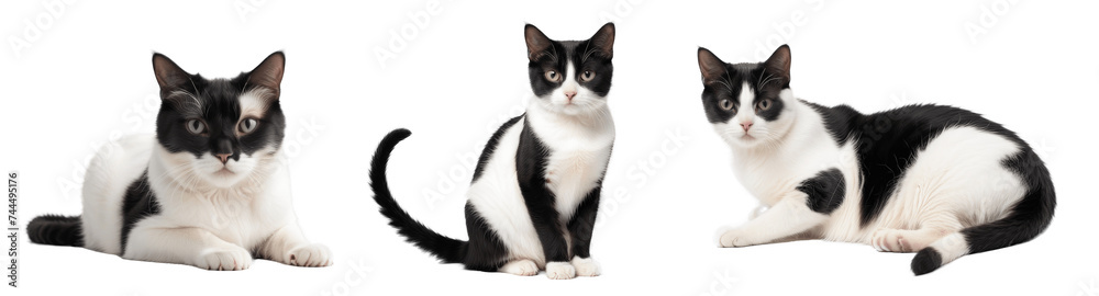 black and white cats isolated on transparent background black and white cats isolated on transparent background