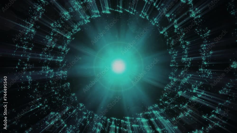 Blue lights lines tunnel animation background 