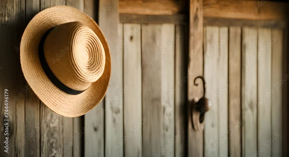 Sun-Ready Style: Hanging Straw Hat Outside the Barn - A Fashionable Summer Accessory