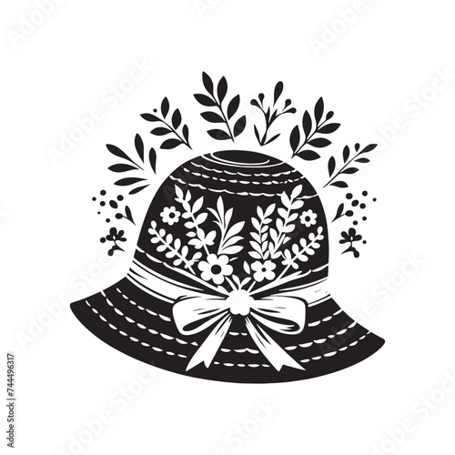 Bewitching Easter Bonnet Silhouette Elegance - A Dance of Shadows and Trepidation with Easter Bonnet Vector - Easter Vector
