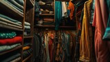 Dressing room cupboard full of cloths