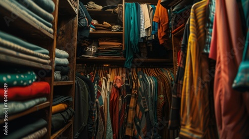 Dressing room cupboard full of cloths