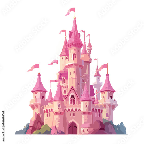 Cute Pink Castleector isolated on white background