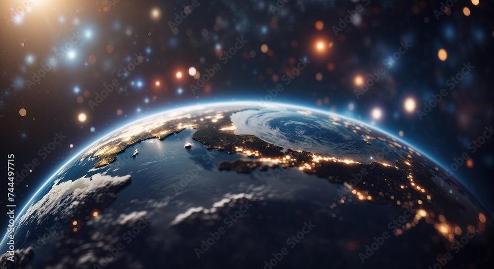 Fototapeta premium Earth view from outer space background