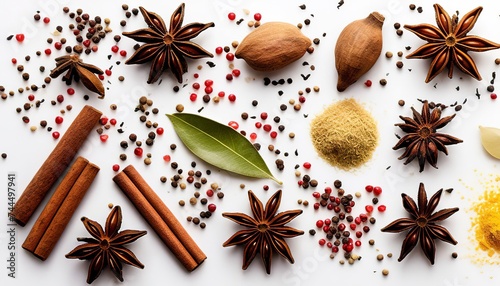 five-spice ingredient on white background