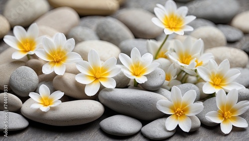 Rocks, Flowers, and Tranquil Backgrounds