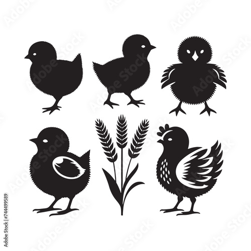 Awe-Inspiring Easter Chick Silhouette Ensemble - Unraveling the Veil of Cuteness with Easter Chick Illustration and Chick Vector - Easter Vector
