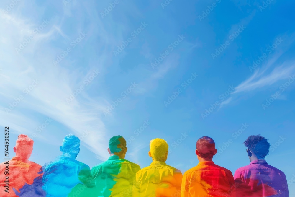 LGBTQ Pride contentment. Rainbow trusting colorful electric blue diversity Flag. Gradient motley colored undertaking LGBT rights parade festival made to order diverse gender illustration - obrazy, fototapety, plakaty 