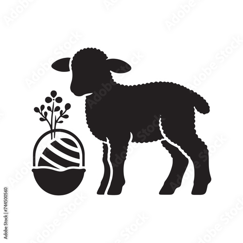 Easter Lamb Silhouette Spectacle - A Theatrical Display of Shadows and Festive Atmosphere with Easter Lamb Vector - Easter Vector
