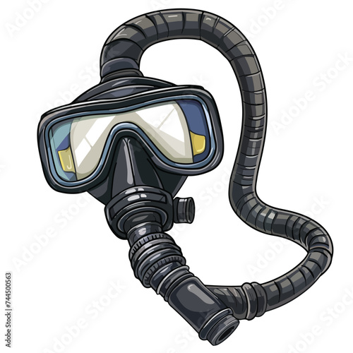 Diving mask and breathing tube for snorkeling isolat