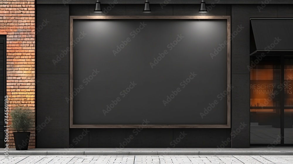 Fototapeta premium Black shop wall mockup. 3D mockup.