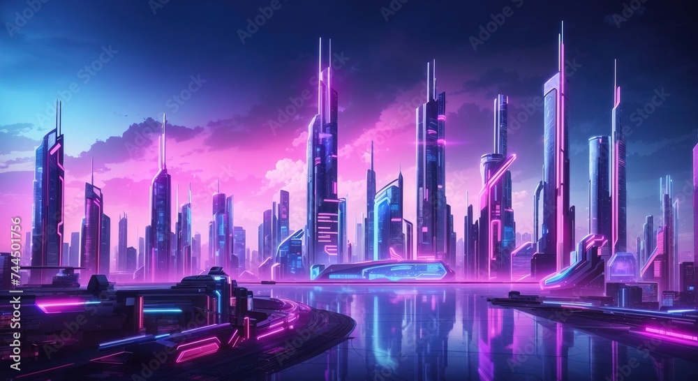 Fototapeta premium Abstract city technology background