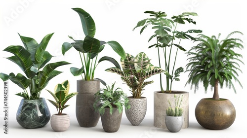 Exotic House Plants - A variety of lush, exotic house plants in stylish pots, emphasizing urban jungle aesthetics.