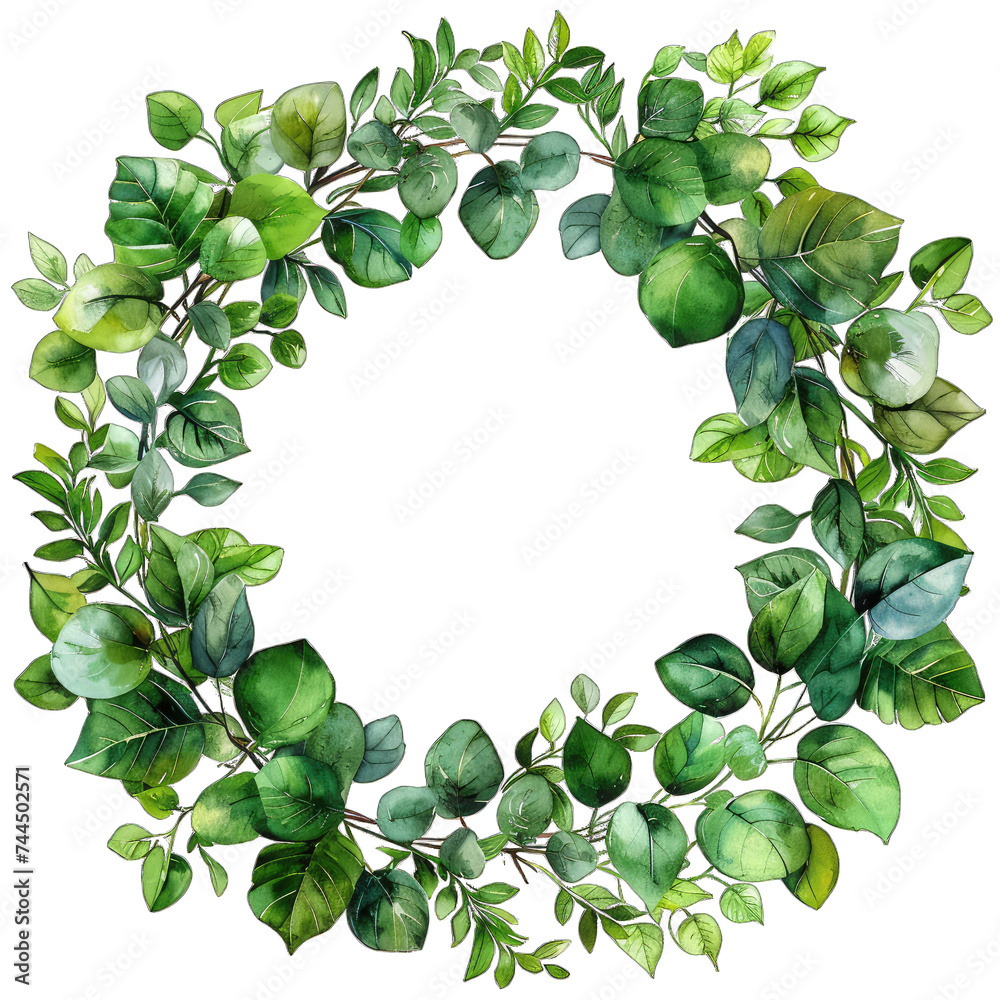 Fototapeta premium Floral Frame Circle, Botanical Spring Theme Watercolor Design