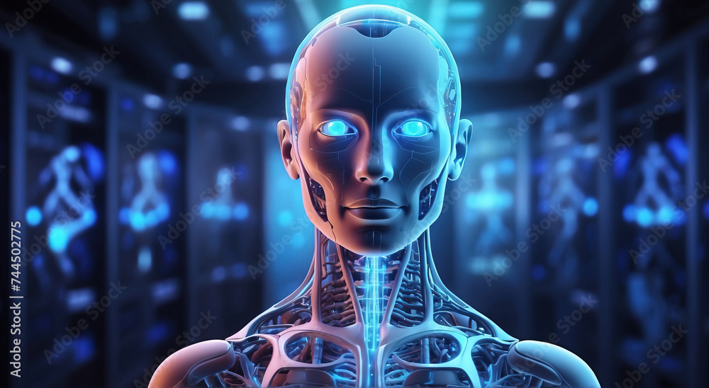 Human body anatomy with glowing medical background