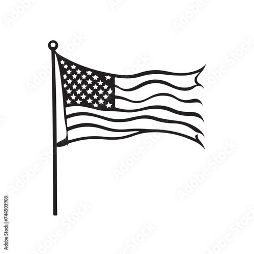 American country flag, vector art, white background