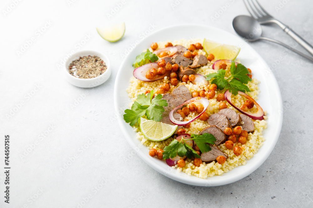 Couscous salad with lamb and chickpeas Couscous salad with lamb and chickpeas