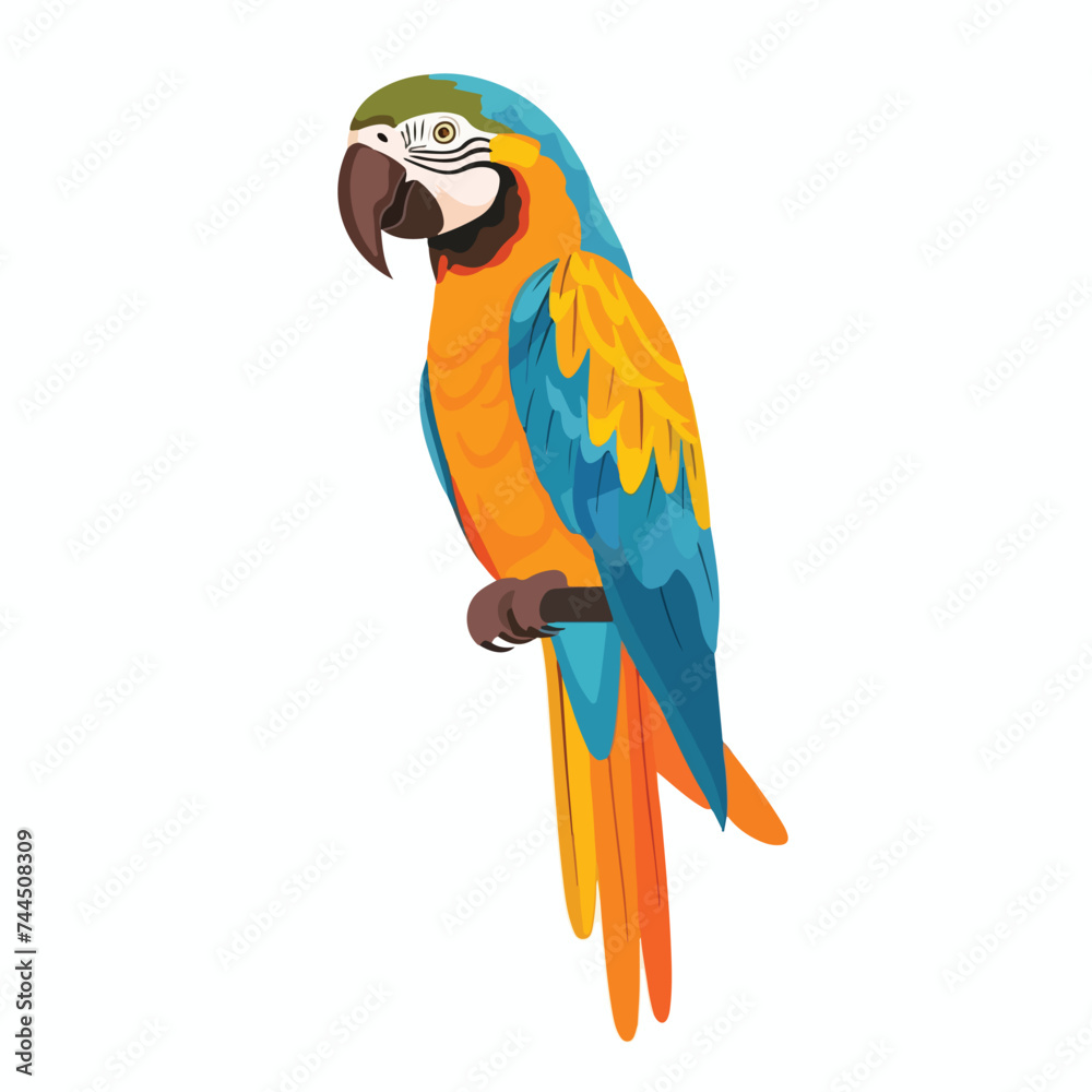 Flat design parrot drawing iconector illustration
