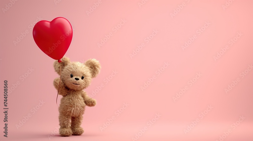 A Cute Teddy Bear in Pink Background A Cute Teddy Bear in Pink Background