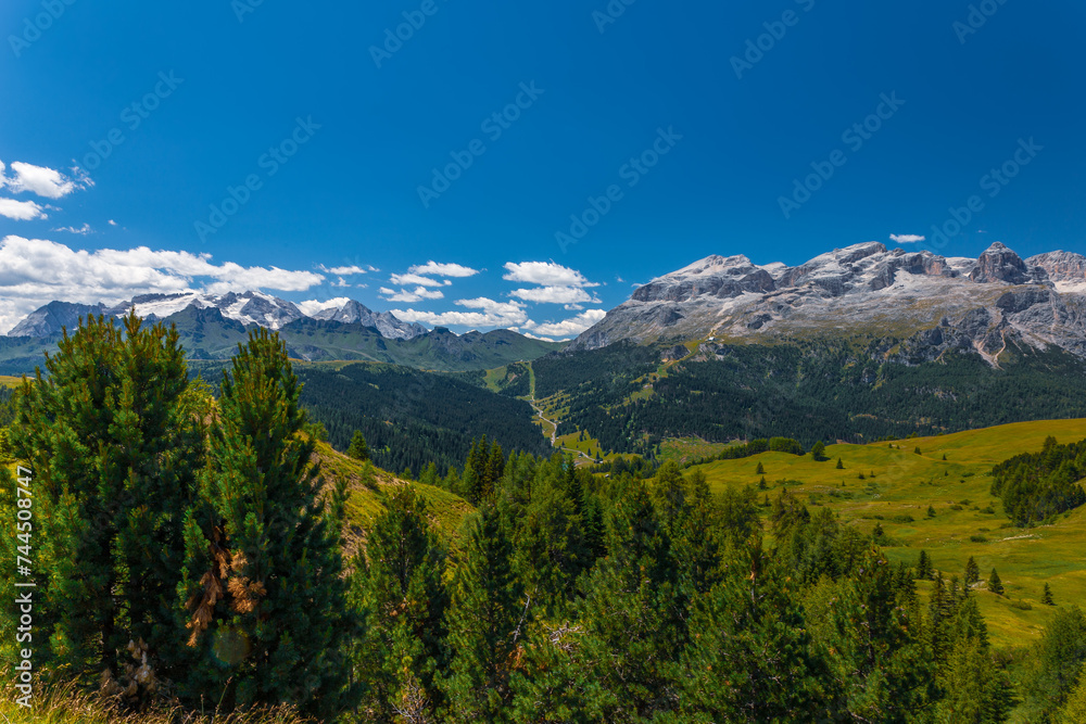 Dolomiti Alps in Alta Badia landscape view Dolomiti Alps in Alta Badia landscape view