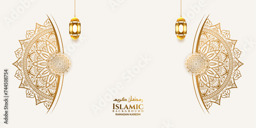 luxury islamic golden mandala ramadan eid background banner with lantern 
