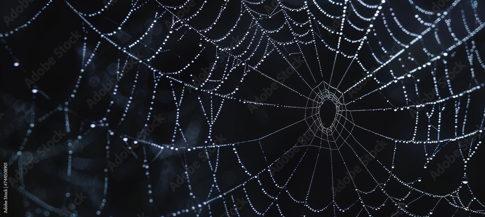 Naklejka premium spider web with dew drops