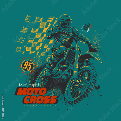 Motocross rider. Vector illustration for t-shirt print