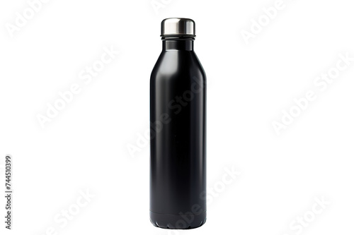Lush Lava Red Stainless Steel Aluminium Matt Frosted Metal Water Bottle isolated on PNG Background. Generative Ai.