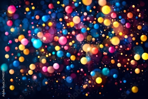 Vector abstract background with shiny blurred blue, yellow, pink colored lights in horizontal format