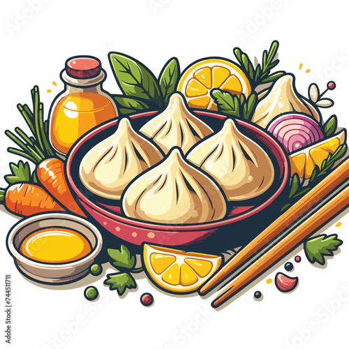 dumplings Vector illustration.