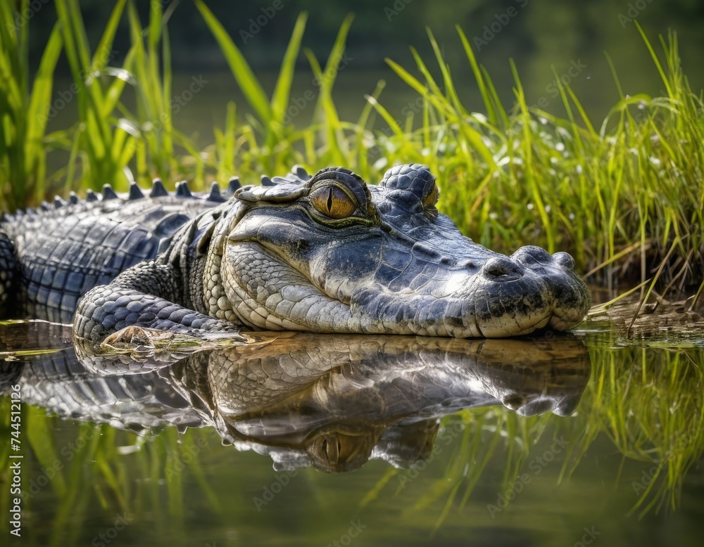 Obraz premium Close up front view of a large American Alligator