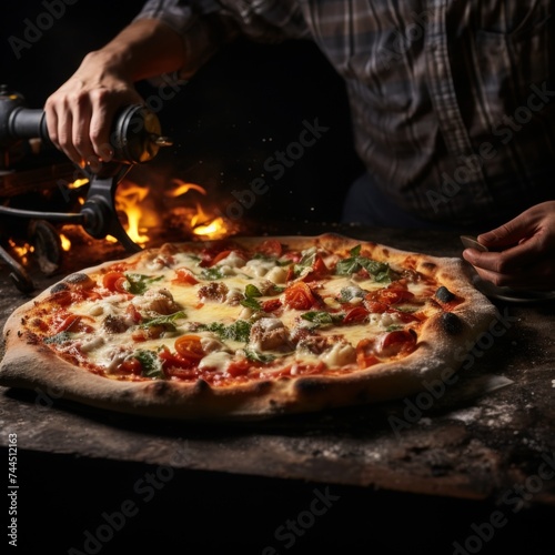 Preparing a mouth-watering pizza in the oven for the ultimate homemade pizza night