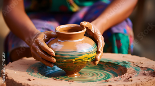 The Artistry of Glazing: Meticulous Hands Breathing Life into a Pottery Creation