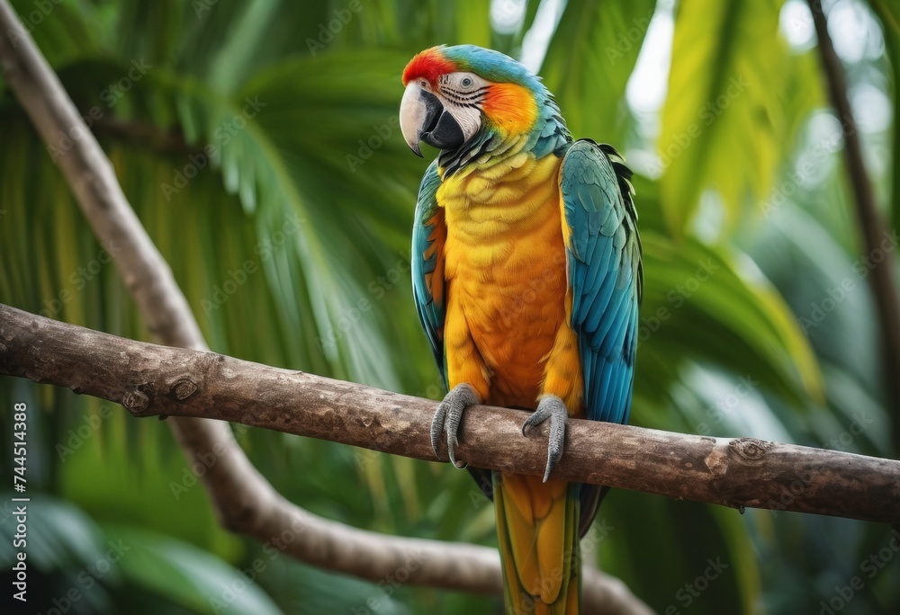 Beautiful tropical parrot ara sitting on the branch