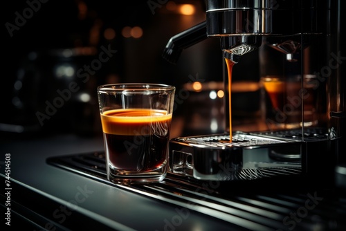 Crafting a perfect cup of espresso from a state-of-the-art coffee machine at a quaint cafe