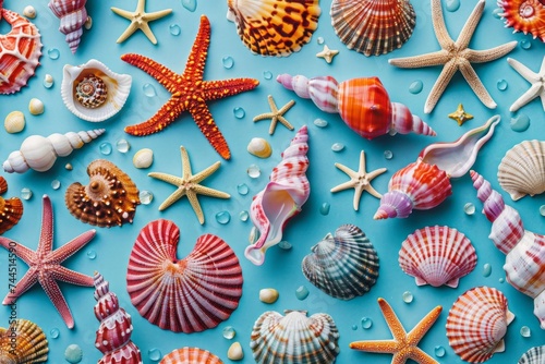 Colorful sea life pattern illustration.
