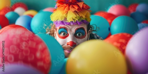 clown with balloons April fool concept