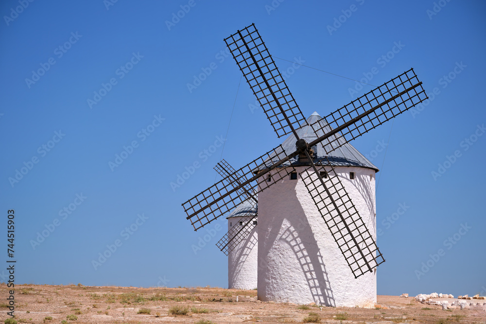 Ancient windmill  in Campo de Criptana, Spain, defined in Cervantes' Don Quixote 
