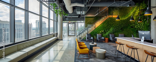  A green living wall inside a corporate office, blending nature with modern interior design.  © Simo