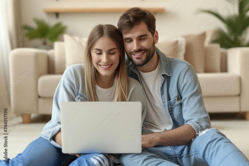 Young people are having fun choosing a place for a romantic getaway via the Internet. Young people are having fun choosing a place for a romantic getaway via the Internet.