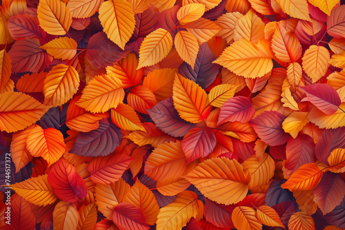 autumn leaves background, red and yellow foliage
