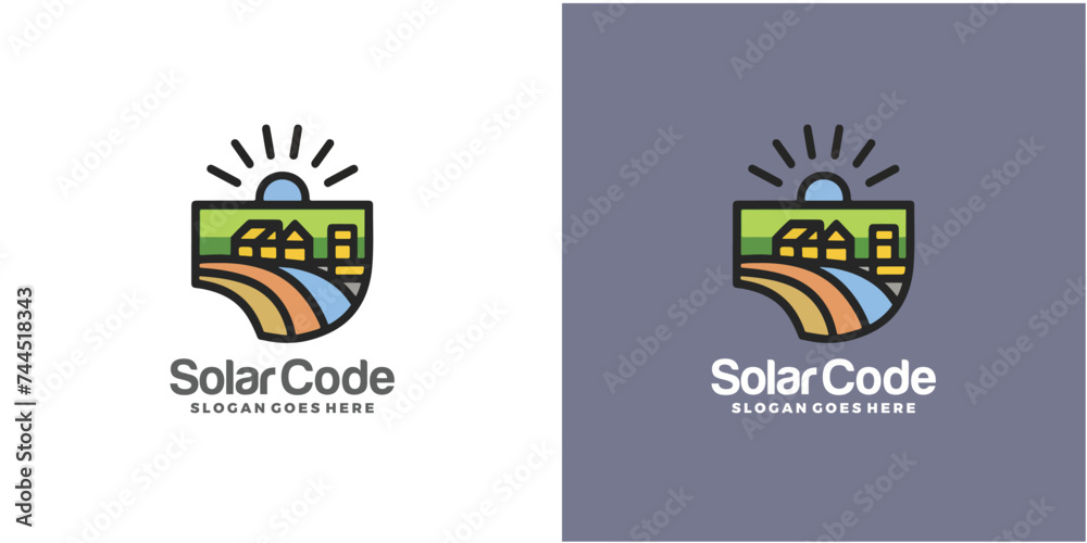 Solar Code company Logo Design Vector White and dark black Background.