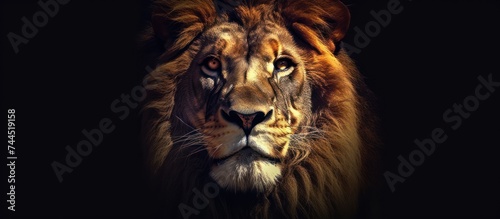 lion head black background
