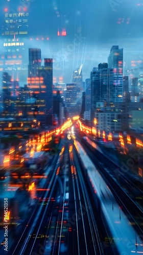 modern city night background,with night trail © Lucky Ai