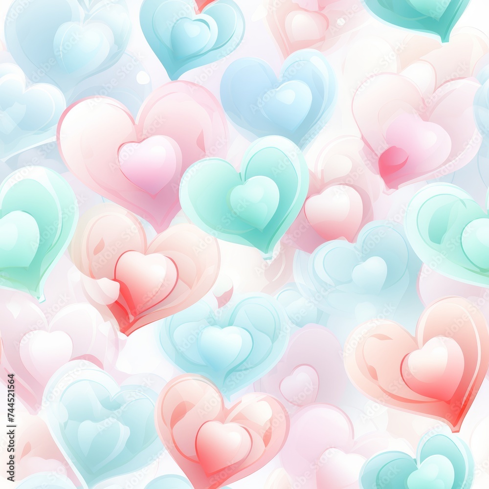 Seamless romantic pastel valentine hearts pattern background for valentines day crafts and projects
