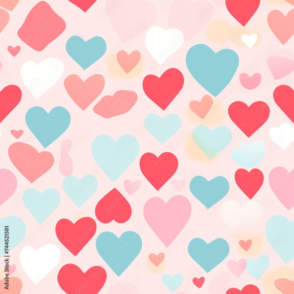 Romantic seamless pastel valentine hearts pattern for valentines day decor and crafts