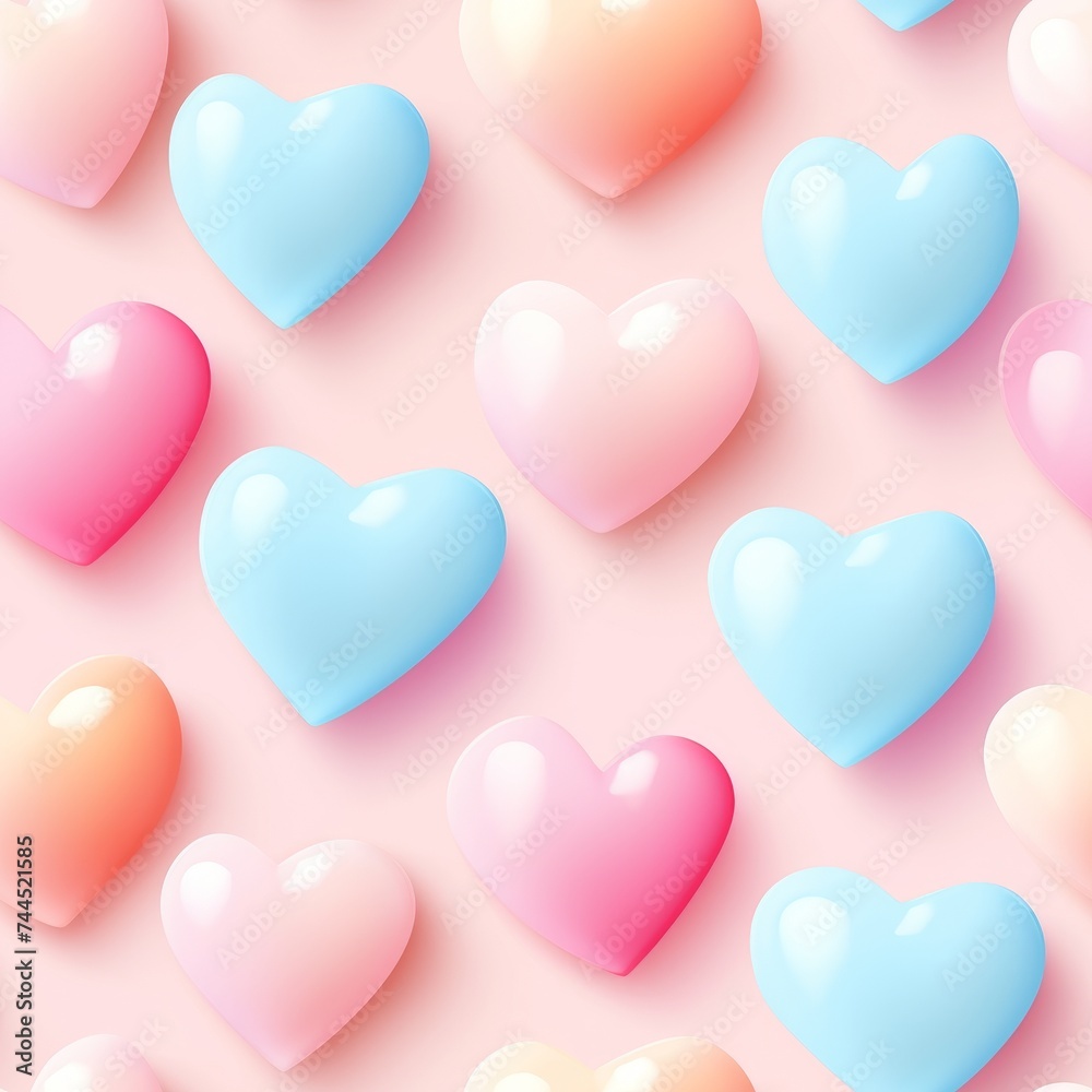 Seamless pastel valentine hearts pattern for romantic designs, gifts, and projects