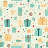 Pastel birthday pattern with holiday motifs for celebrating special occasions and festive events
