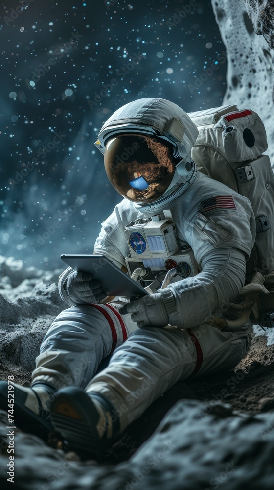 Obraz premium Astronaut with Tablet